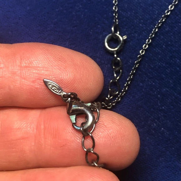 Vintage Avon necklace blue purple stones gems drop set black metallic chain - Picture 5 of 9